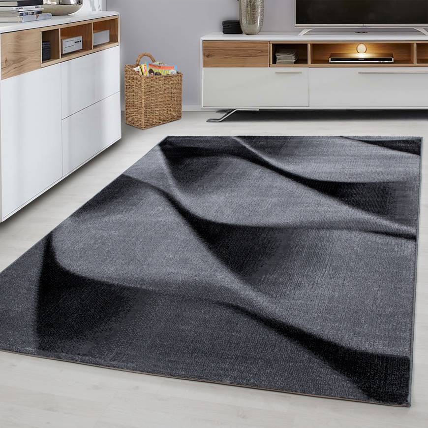 Parma Wave Contemporary Black Rug